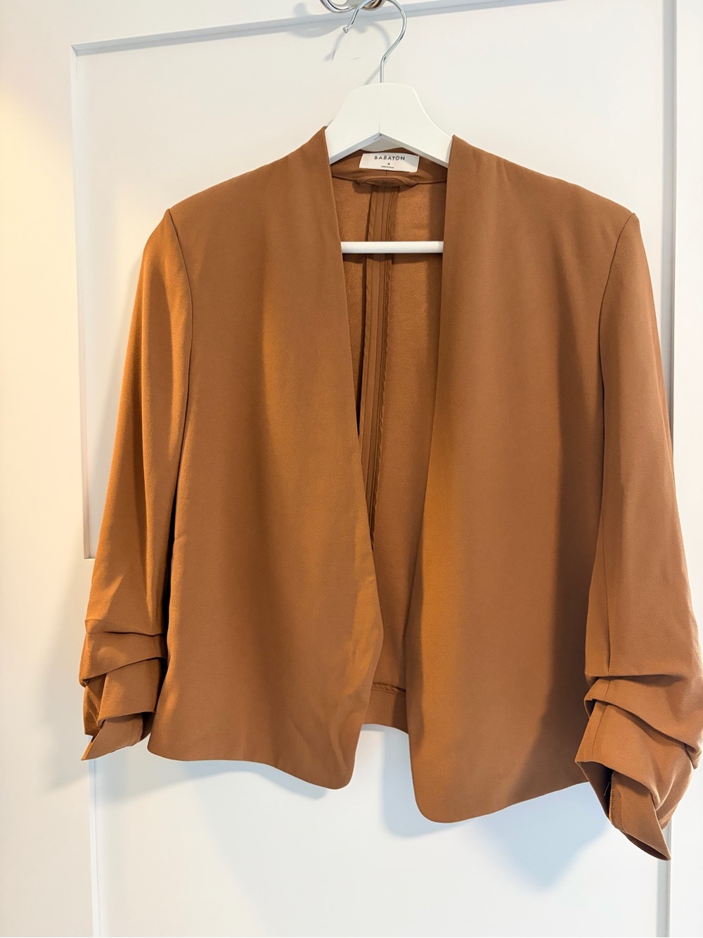 Babaton Artizia Caramel Open-Front Blazer Jacket, Sz 4